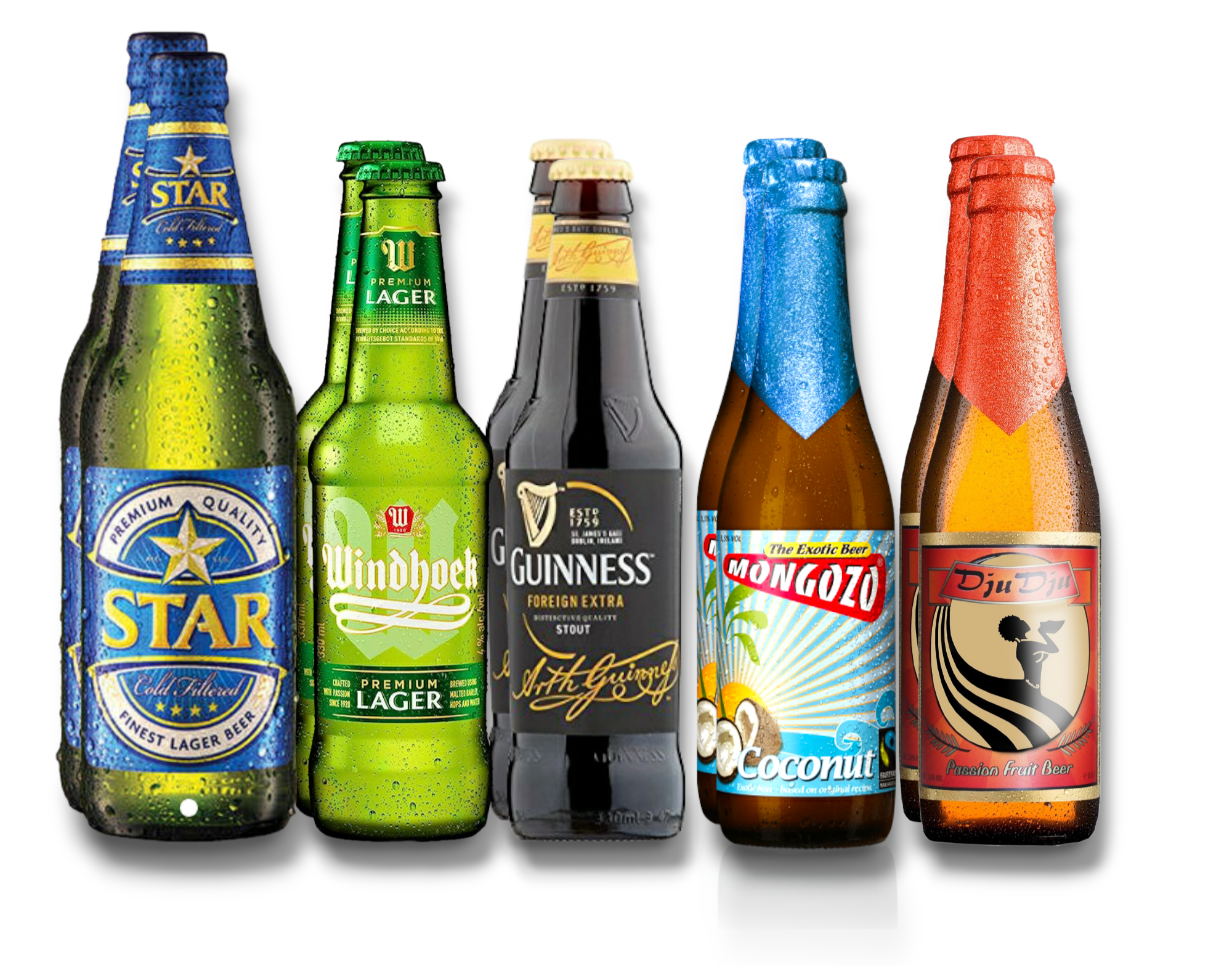 Afrika Probierpaket- Teste Nigeria, Ghana, und Namibia mit 5 beliebten Sorten Bier aus Afrika