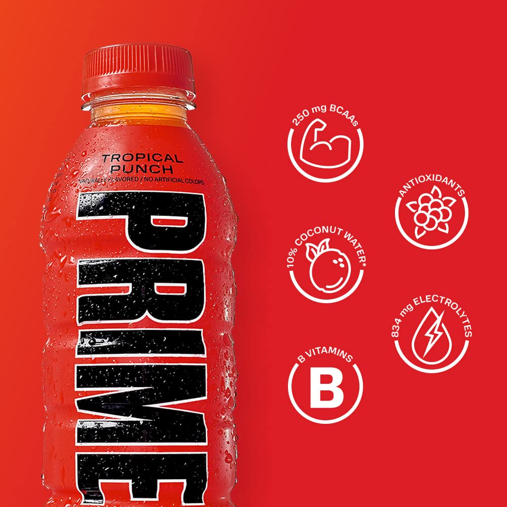 Prime Hydration Drink - Tropical Punch 500ml- Sportdrink von Logan Paul & KSI-Koffeinfrei