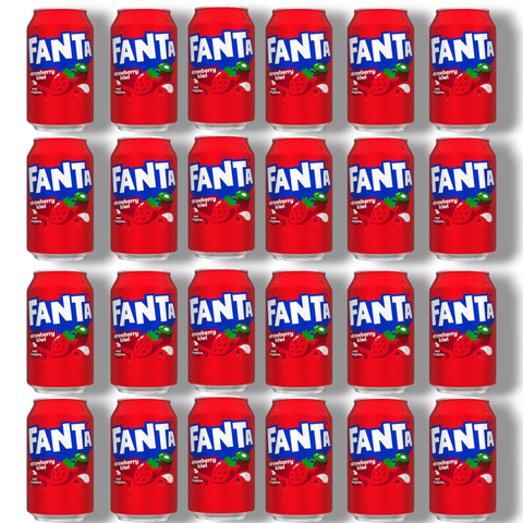 24er-Pack Fanta Strawberry – Große Vorratsbox mit 24 Dosen Erdbeer-Fanta, Import-Softdrink für Sammler und Genießer