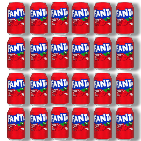 24er-Pack Fanta Strawberry – Große Vorratsbox mit 24 Dosen Erdbeer-Fanta, Import-Softdrink für Sammler und Genießer
