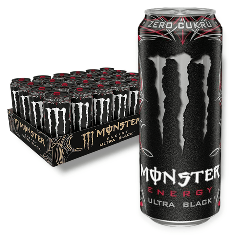 Monster Energy Ultra Black 24er-Pack – Großpackung mit 24 Dosen à 500ml