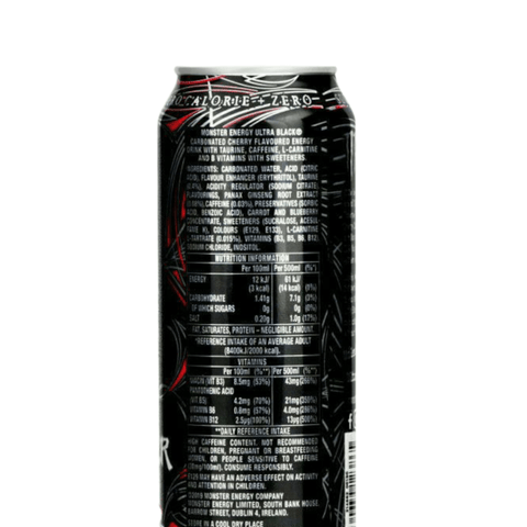 Monster Energy Ultra Black 500ml Dose – Rückseite