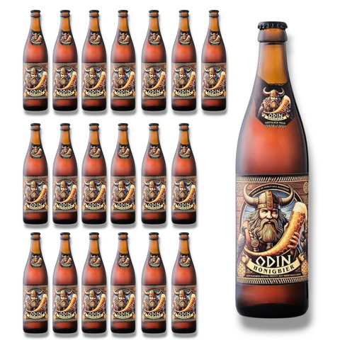 Zwanzigerpack Odin Trunk Honigbier – charaktervolles Honigbier in braunen Mehrwegflaschen