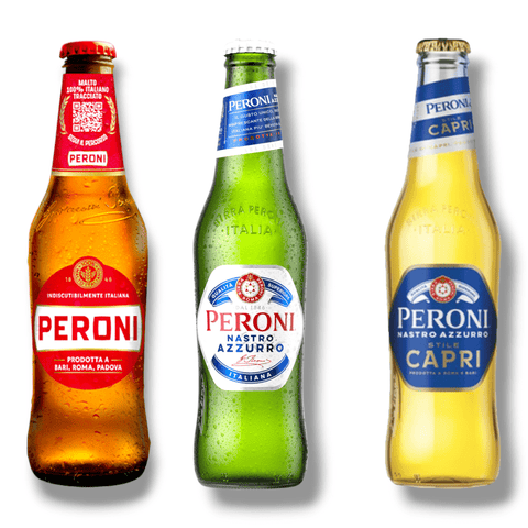 Peroni Mix - Nastro Azzurro & Prodotta a Bari & Stil Capri - Italiens beliebte Biere 330ml