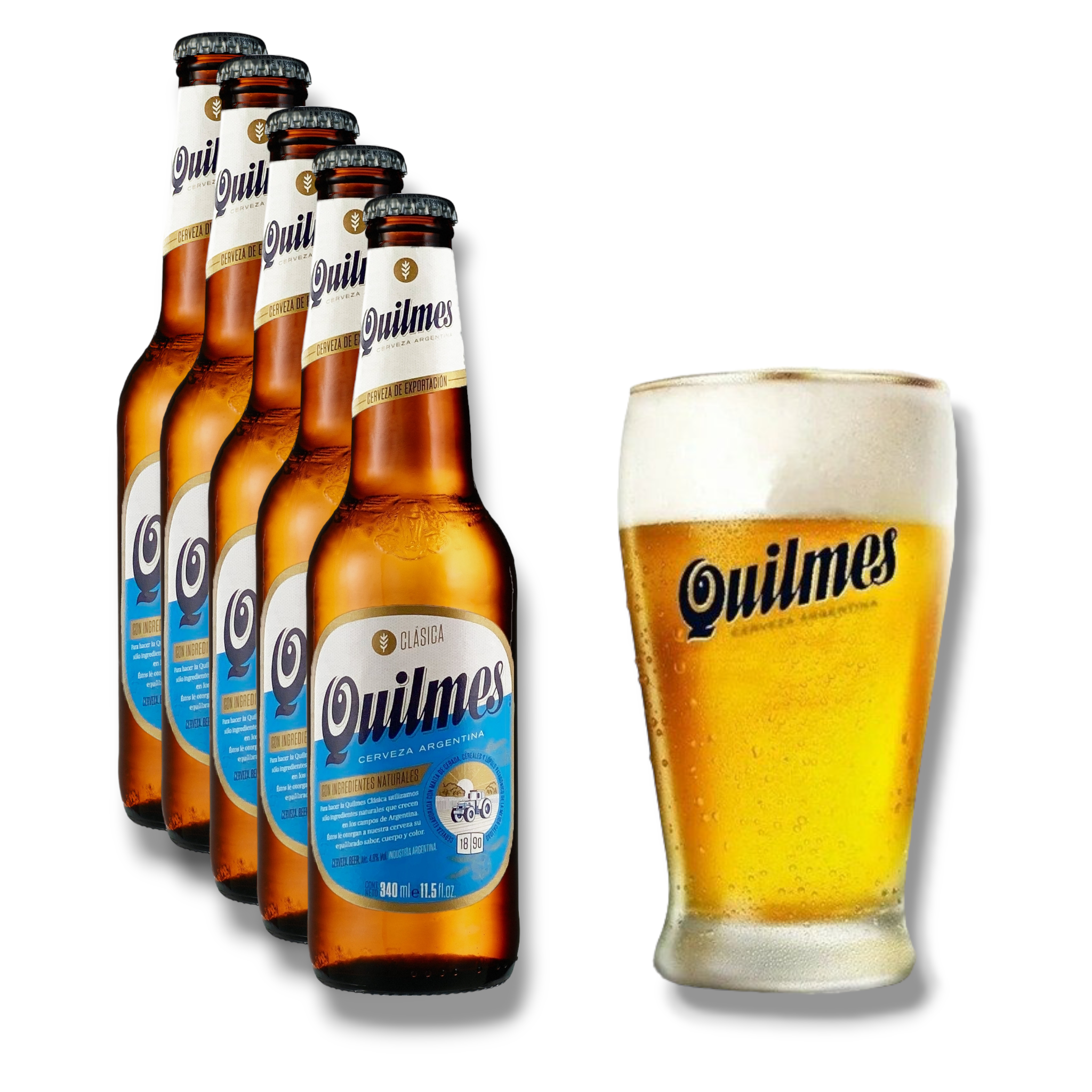 Quilmes Cerveza Argentina Glas 0,3l mit Goldrand