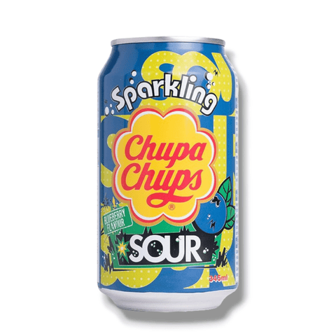 Chupa Chups Sparkling Sour Blueberry - Softdrink mit saurem Blaubeergeschmack 345ml