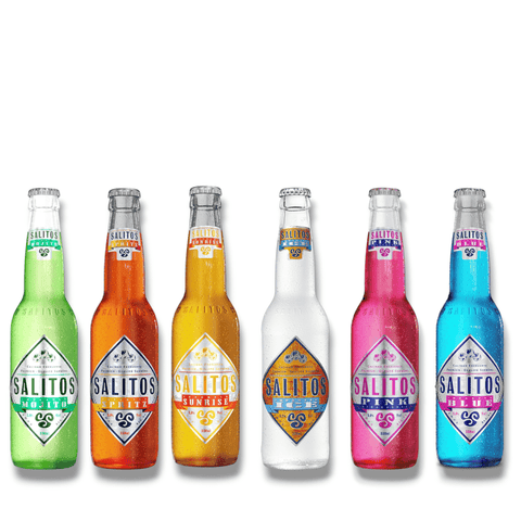 6 Flaschen salitos mix, mojito, spritz, sunrise, ice, pink und blue