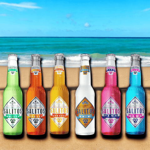 6 Flaschen salitos mix, mojito, spritz, sunrise, ice, pink und blue