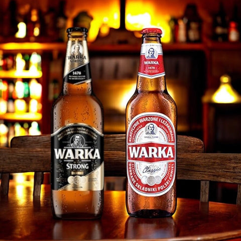 Warka Mixpaket - 12 x 0,5l - 6 x Warka Strong 0,5l & 6 x Warka Classic - aus Polen