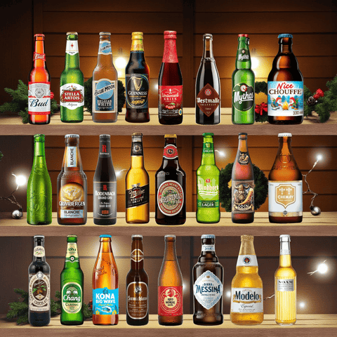 Weihnachtliches Biergeschenk mit 24 internationalen Bieren – Adventskalender Alternative im festlichen Design
