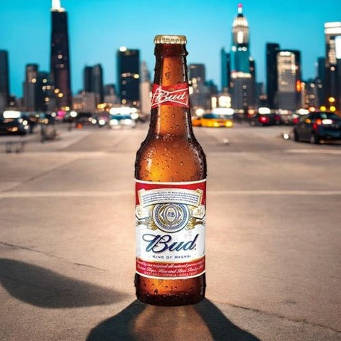 Bud Flasche auf Strasse-klassisches Amerikanisches Bier