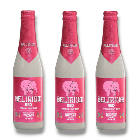 Delirium Red – 3er-Pack à 330 ml Porzellanflaschen, belgisches Starkbier mit Kirschgeschmack
