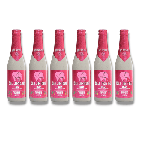 Delirium Red – 6er-Pack à 330 ml Porzellanflaschen, belgisches Starkbier mit Kirschgeschmack