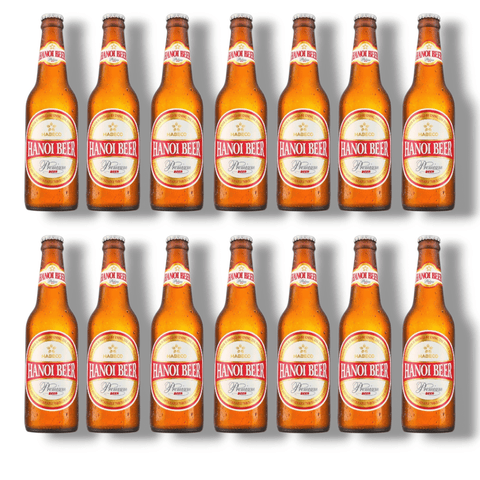 Zwölf Flaschen Hanoi Bier 330ml, traditionelles Lagerbier aus Vietnam