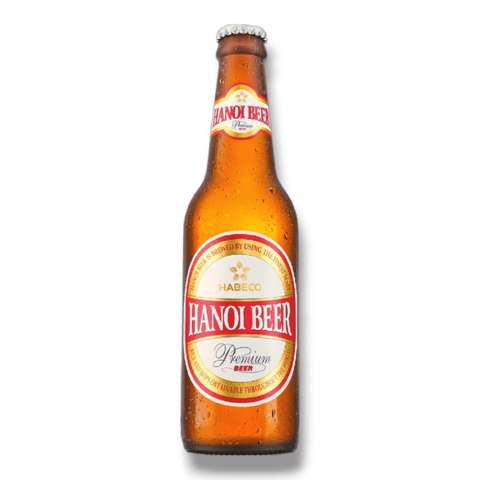 Hanoi Bier 330ml Flasche mit weißem Hintergrund, erfrischendes Lagerbier aus Vietnam