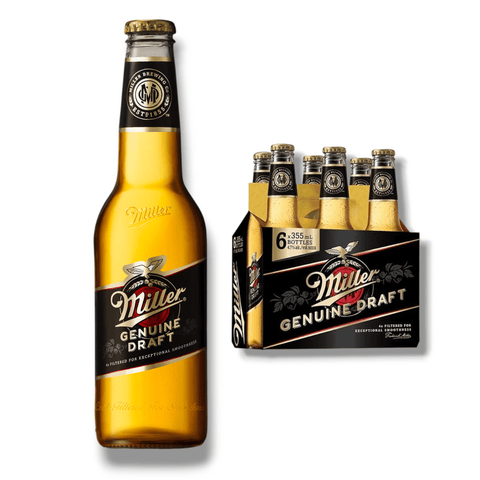 Sechs Flaschen Miller Genuine Draft 0,33l im praktischen Pack