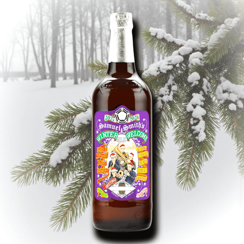 Winterliches Strong Ale aus England – Samuel Smith Winter Welcome Ale mit 6 % Vol im Schnee