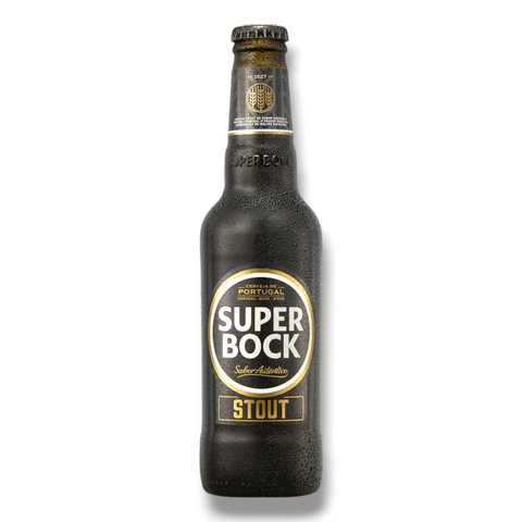 Flasche Super Bock Stout 330ml aus Portugal – reichhaltiges dunkles Bier mit Röstaromen und Karamell