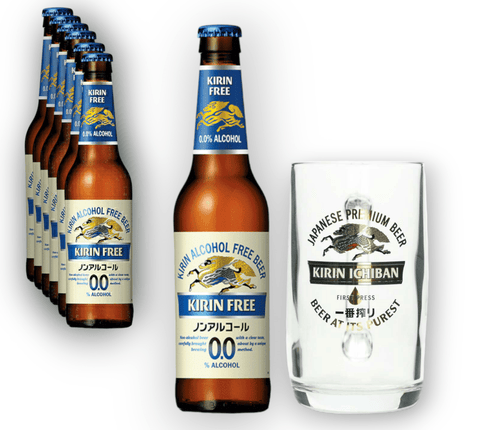 Kirin Ichiban free 0,0% Vol. 0,3l + Original Glas 0,3l - Alkoholfrei - Japanisches Premium Bier