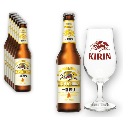 Kirin Ichiban Bier 0,3l + Original Bierglas/ Pint 0,2l- Japanisches Premium Bier mit 5% Vol.