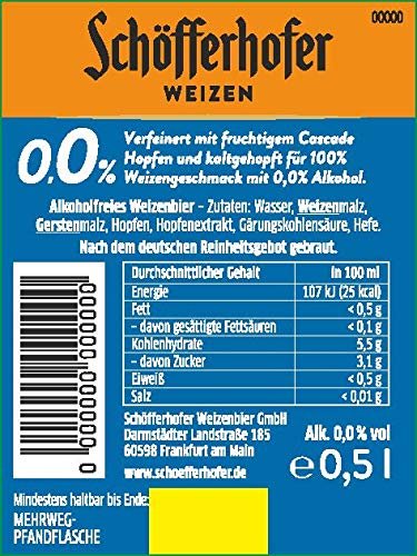 Schöfferhofer Hefeweizen 0,0% Alkoholfrei 0,5l