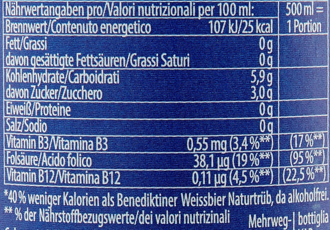 Benediktiner Weissbier Alkoholfrei Weizenbier Mehrweg (20 x 0.5 l)
