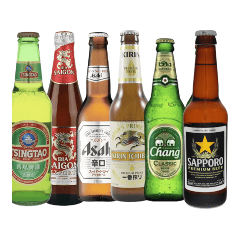 Asia Bier Paket- Teste Asien mit 6 Sorten -Chang Ashai Sapporo Kirin Ichiban Tsingtao Saigon, Teste Asien!