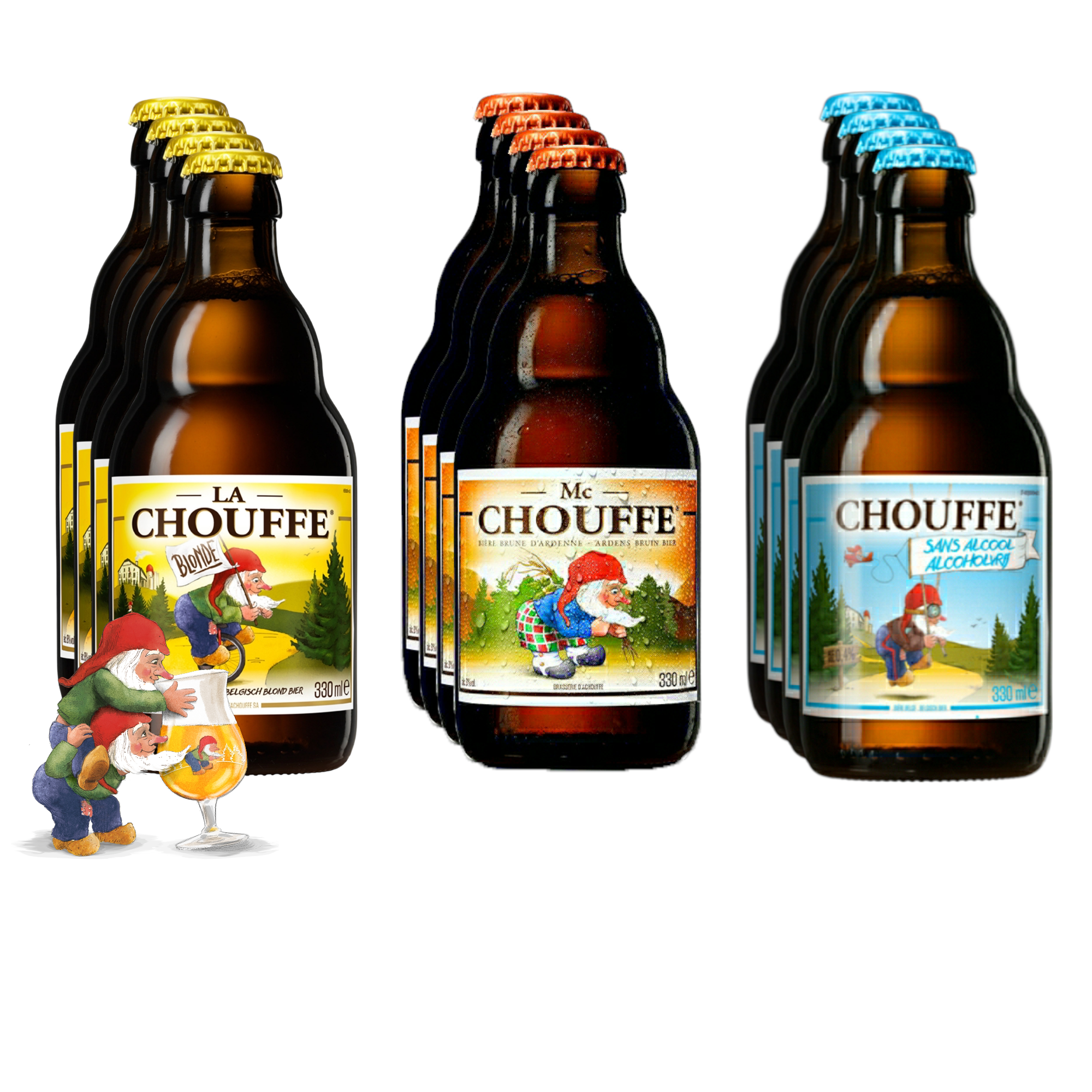 La Chouffe Mix - Je 3 x La Chouffe Blonde - Mc Chouffe - Chouffe Sans Alcohol 0,3l