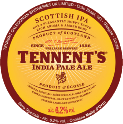 Tennent`s India Pale Ale Bier je 0,33l - IPA aus Schottland mit 6,2% Vol.
