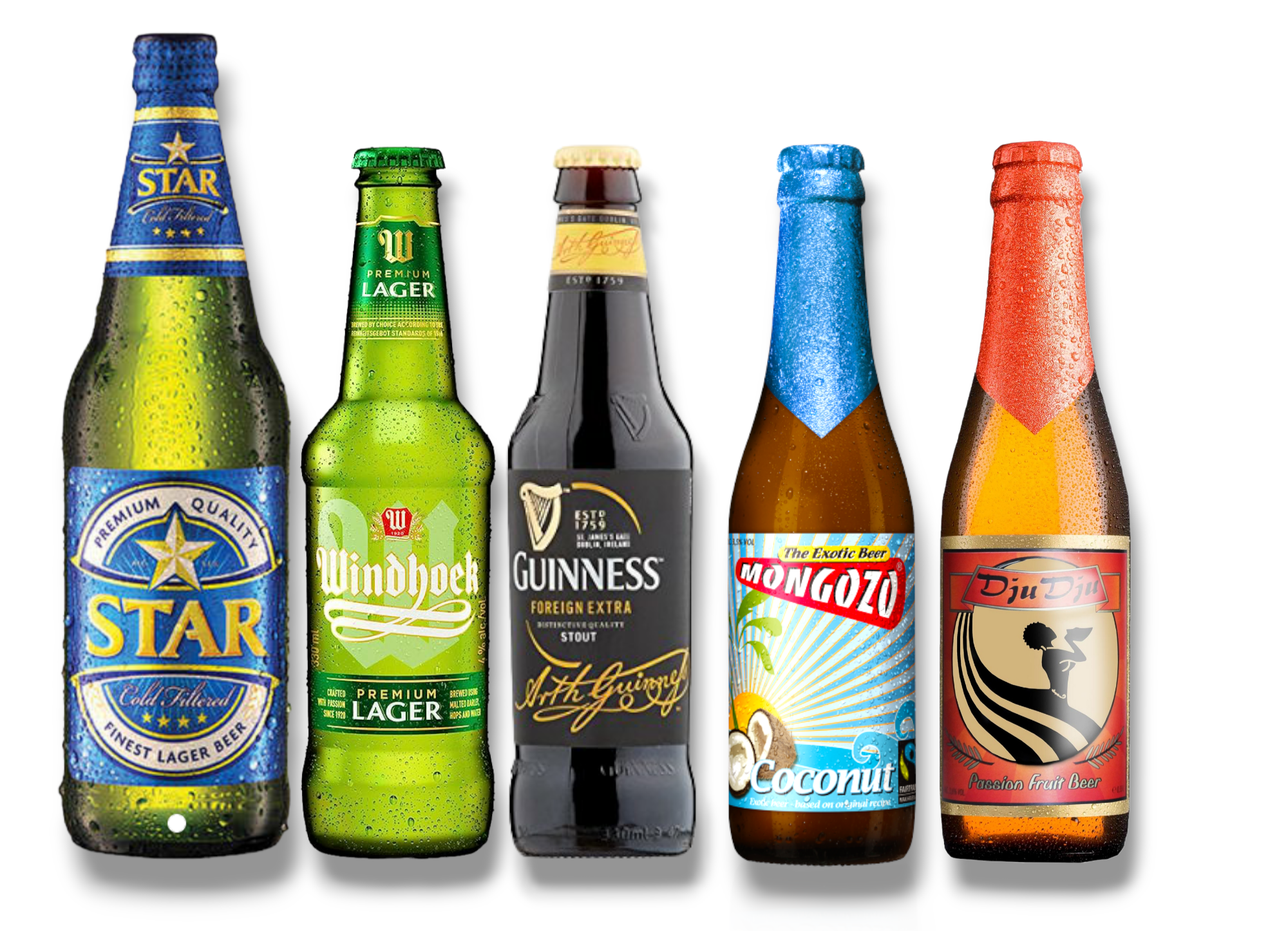 Afrika Probierpaket- Teste Nigeria, Ghana, und Namibia mit 5 beliebten Sorten Bier aus Afrika