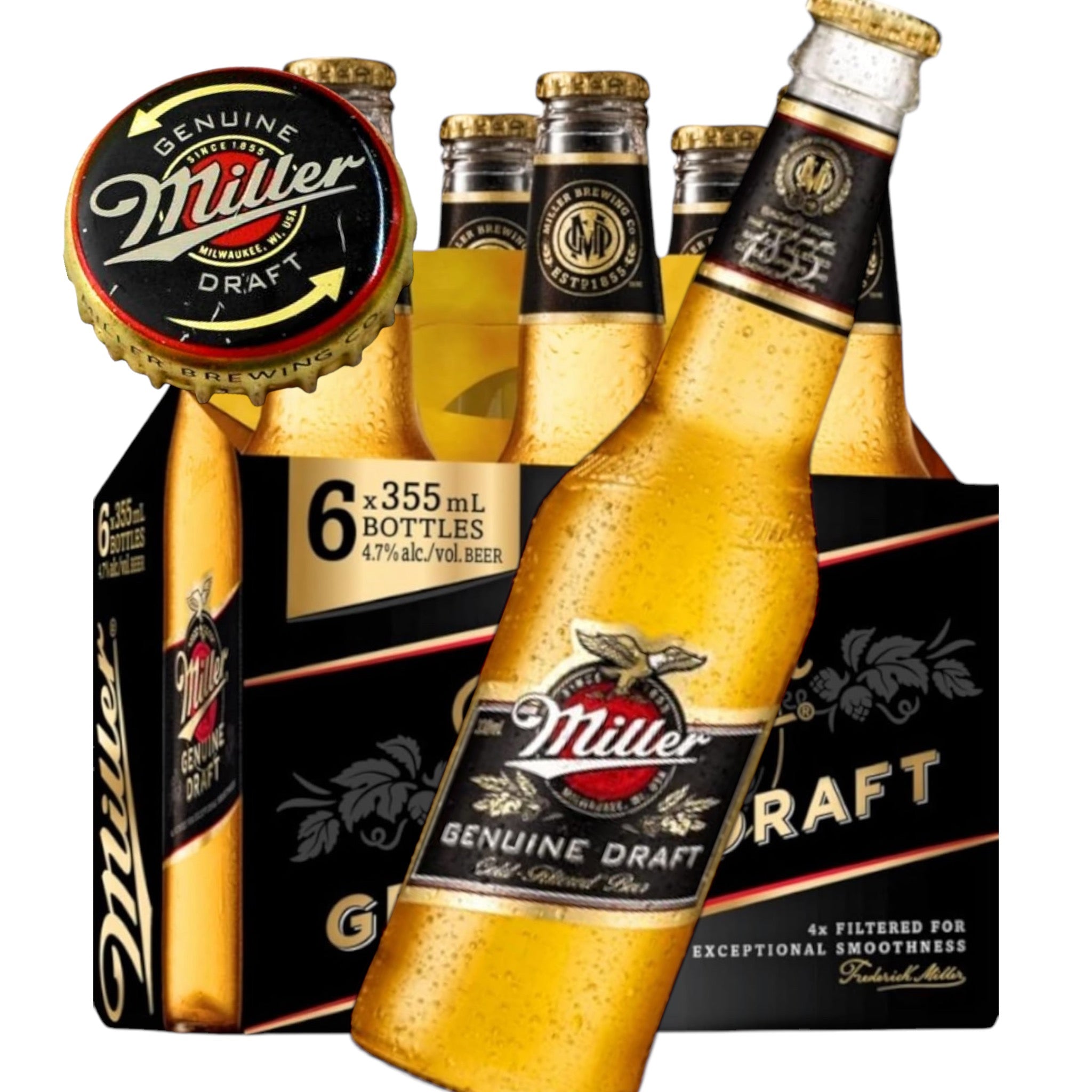 Miller Genuine Draft Beer 0,33l - amerikanisches Lagerbier mit 4,7% Vol. mit Twist the Cap Drehverschluss