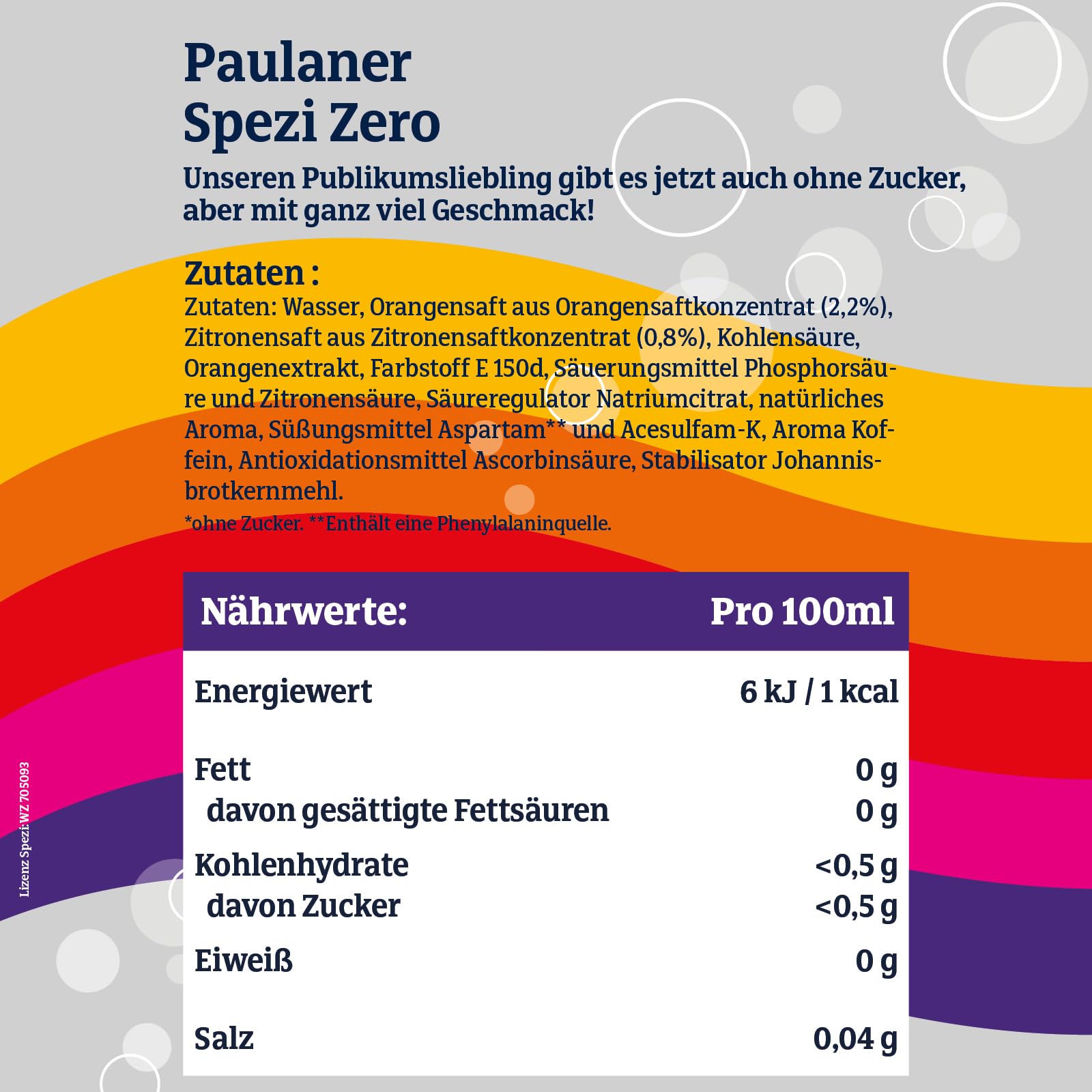 Paulaner Spezi Zero 0,5l- Koffeinhaltige Orangenlimonade mit Cola ohne Zucker