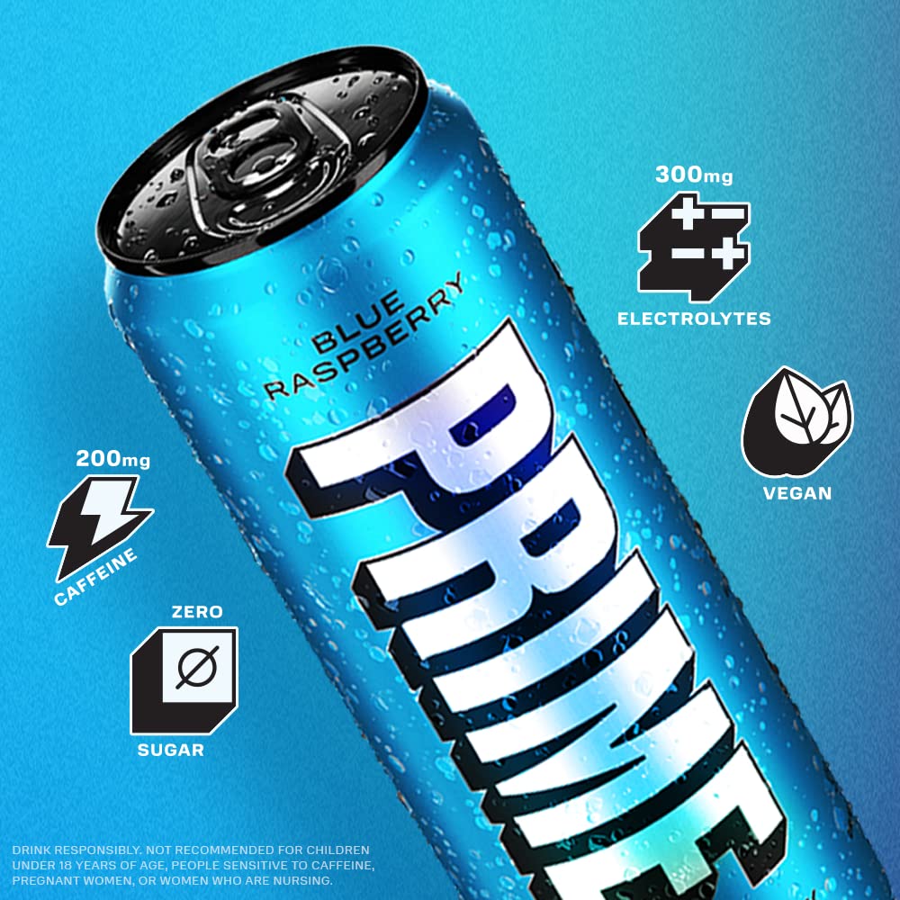 Prime Hydration Drink - Blue Raspberry 330ml Dose- Sportdrink von Logan Paul & KSI/ 140mg Koffein