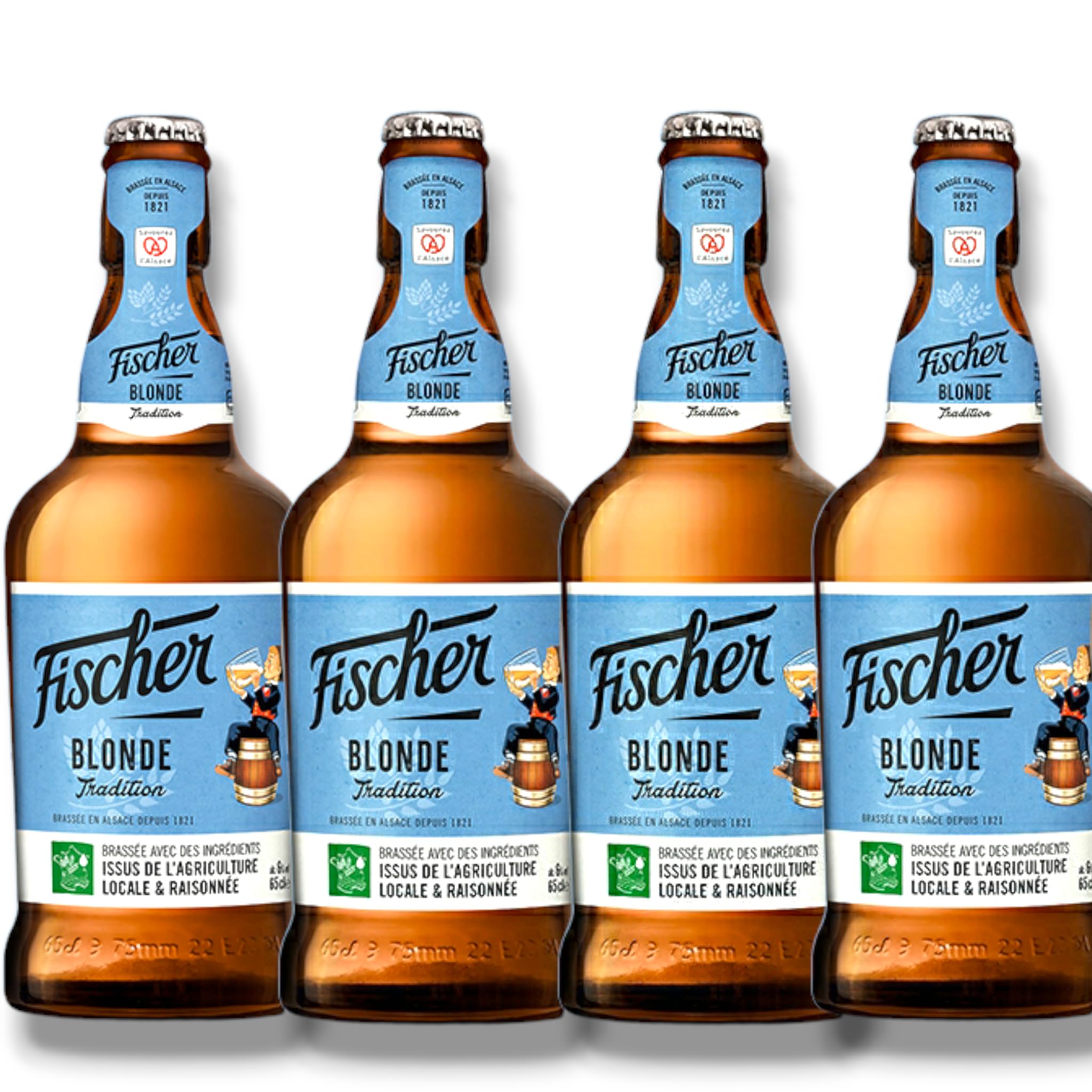 Fischer Blonde Tradition 0,65l- Bier aus der Brasserie Fischer im Elsass mit 6% Vol.