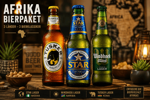 Afrika Bierpaket – Star, Windhoek & Tusker im Probierpaket