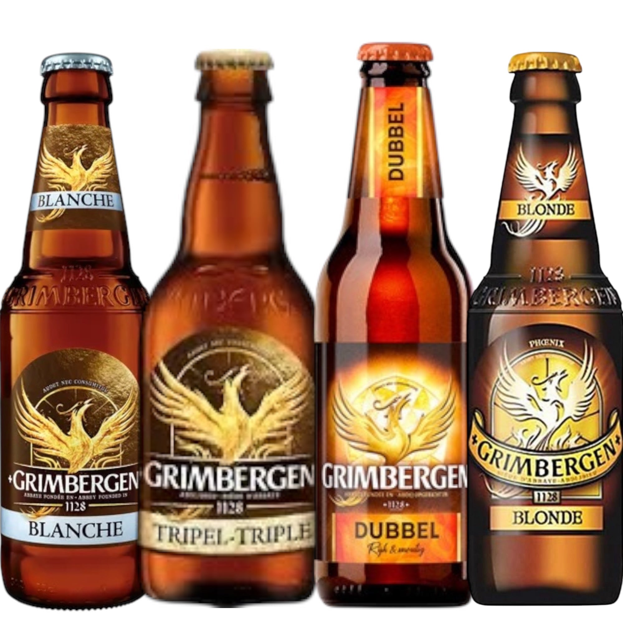 belgische Grimbergen Biere im Mix je 3 Flaschen Blanche,Blonde,Trippel und Dubbel