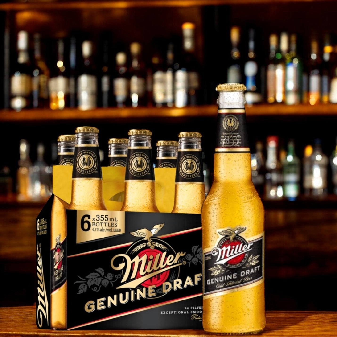 Miller Genuine Draft Beer 0,33l - amerikanisches Lagerbier mit 4,7% Vol. mit Twist the Cap Drehverschluss