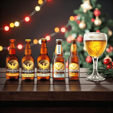 Grimbergen Mix mit Glas – 5 Sorten belgisches Klosterbier + Originalglas