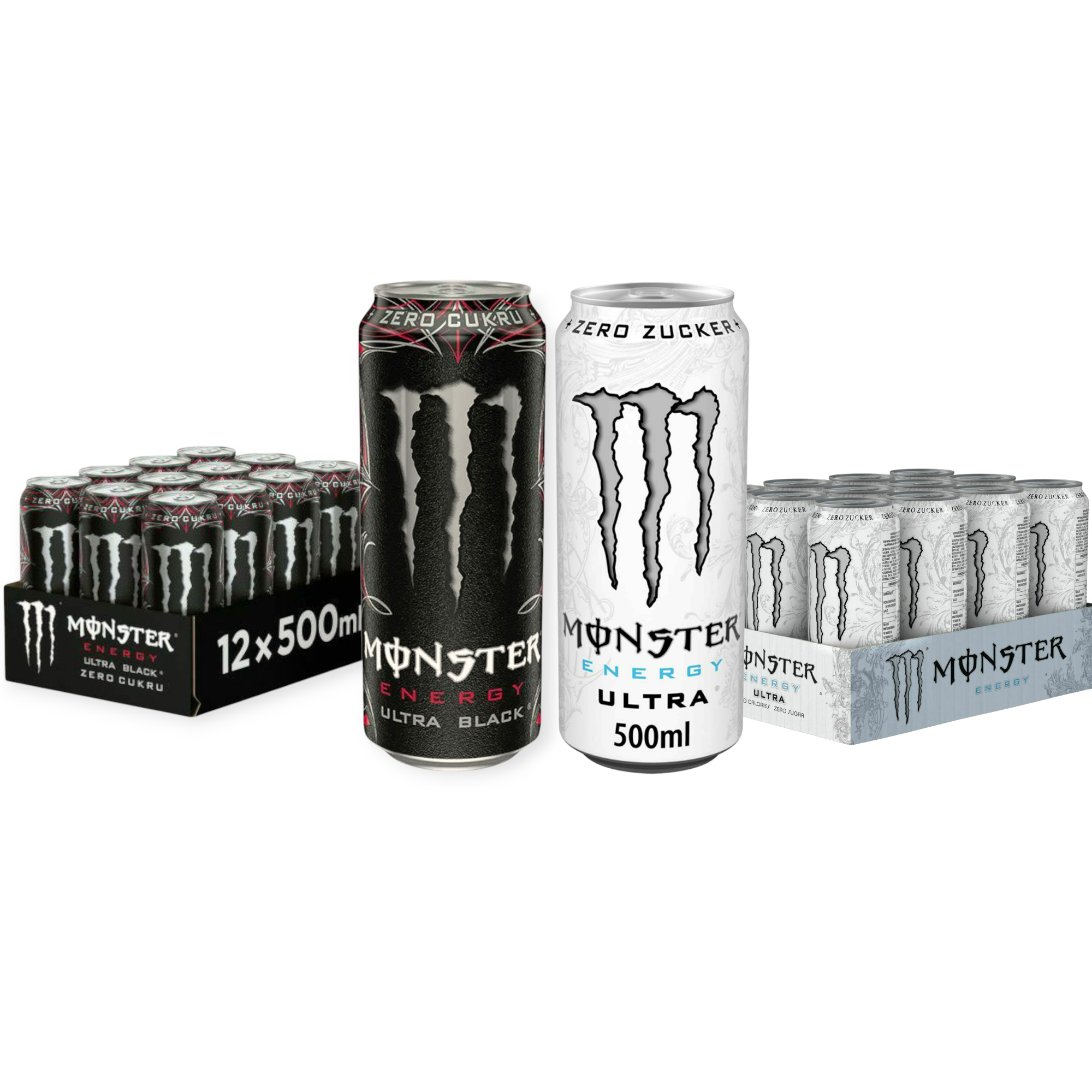 Monster Energy Mix – Ultra Black & Ultra White 0,5l | Zuckerfrei | Energy Drink Duo