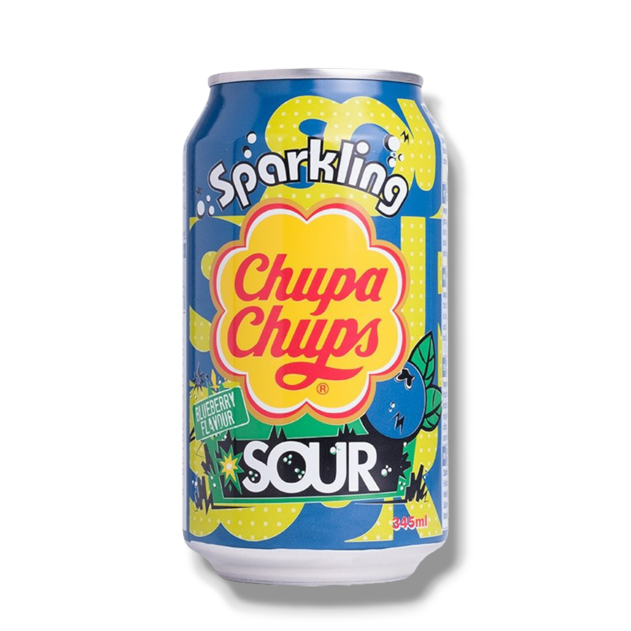 Chupa Chups Sparkling Sour Blueberry - Softdrink mit saurem Blaubeergeschmack 345ml