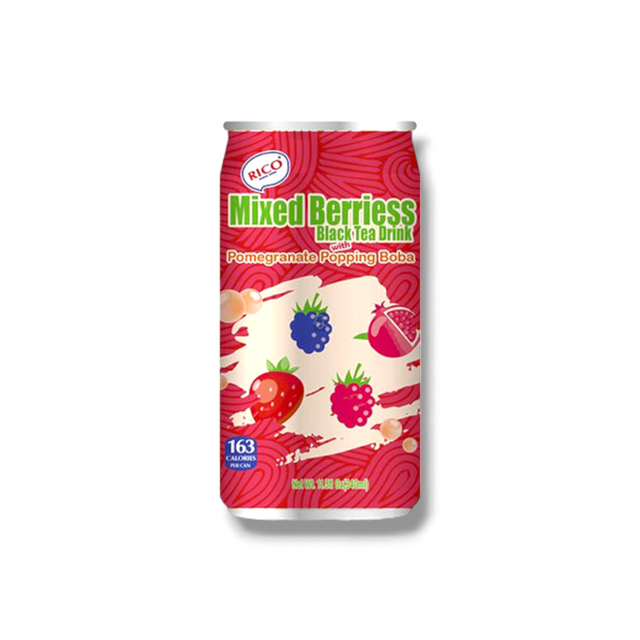 RICO Black Tea Drink Mixed Berries mit Granatapfel Boba 340ml aus Taiwan