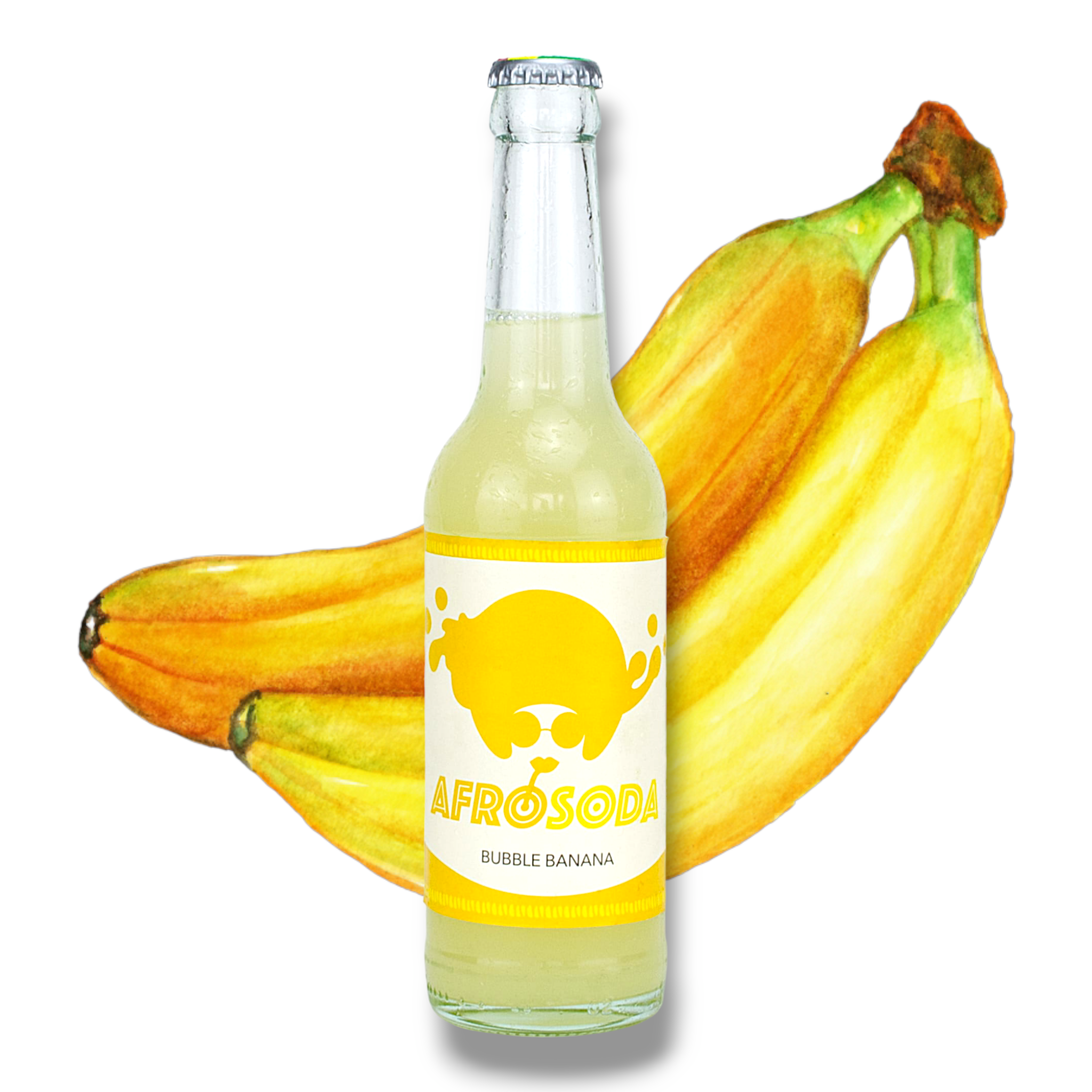 Neu! Afrosoda Bubble Banana 0,33l - Taste The Beat - Erfrischungsgetränk mit Bananengeschmack