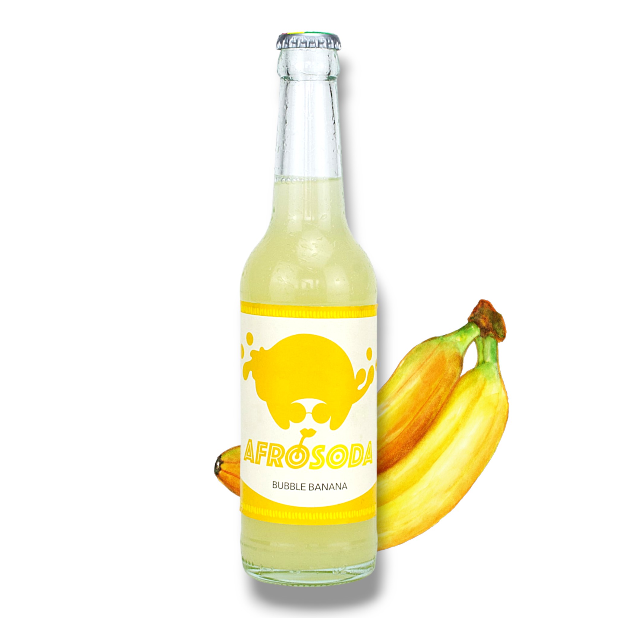 Neu! Afrosoda Bubble Banana 0,33l - Taste The Beat - Erfrischungsgetränk mit Bananengeschmack