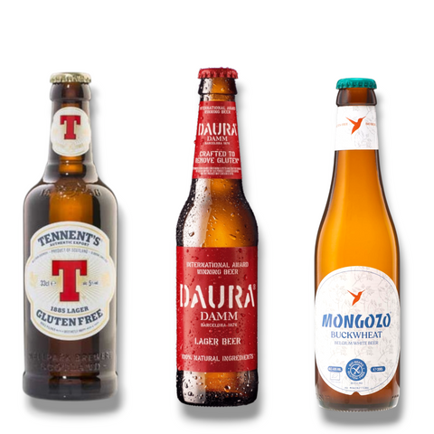 Glutenfreies Lager-Bier-Set: Tennent’s Glutenfree, Daura Damm & Mongozo Buckwheat (0,33l)