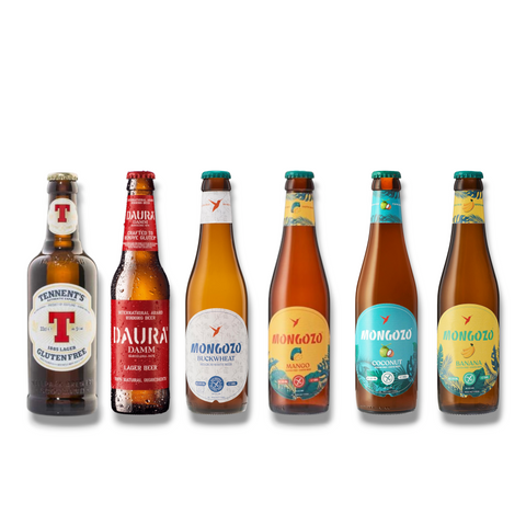 „Glutenfreies Bier-Set XXL: Tennent’s , Daura Damm & Mongozo 0,33l