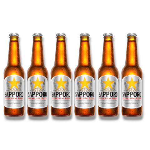 Sapporo Premium Beer – 6 x 330ml Glasflaschen als Set. Original japanisches Lagerbier, ideal zum Teilen oder Verschenken