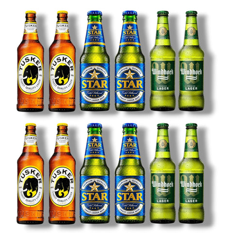 12er Afrika Bierpaket mit Star, Windhoek und Tusker