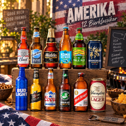Amerika Bierpaket mit 12 amerikanischen Bierklassikern und Spezialitäten