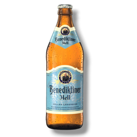 Benediktiner Hell bayerisches Lagerbier mit 5,0 % Vol. in der 0,5-l-Mehrwegflasche