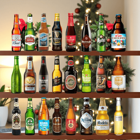24 internationale Biere im Geschenkset – Bier Adventskalender Alternative auf weißem Hintergrund